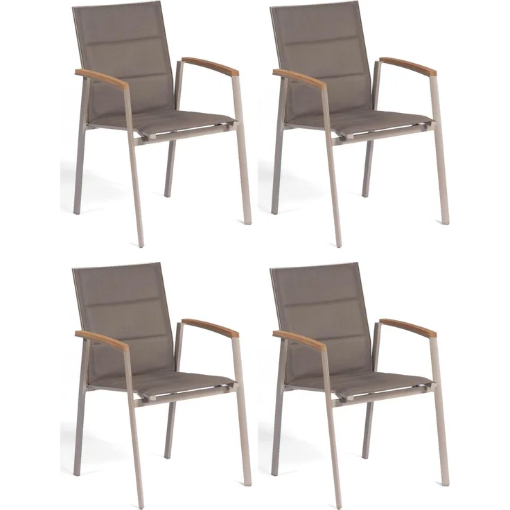 Sonnenpartner 4er-Set Stapelstühle Sierra Aluminium/Textilen champagner Stapelstuhl