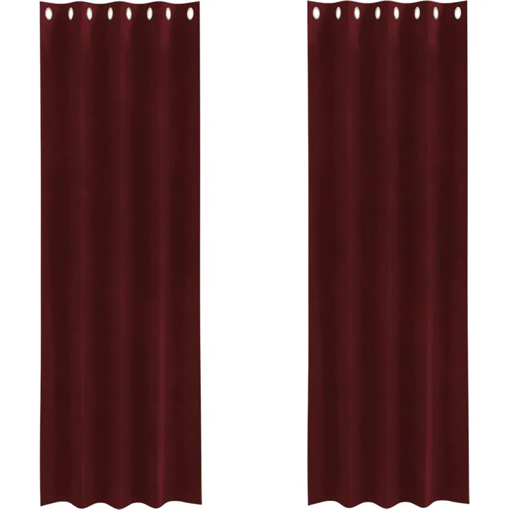 Verdunkelungsvorhänge 2 pcs | für Wohnzimmer & Schlafzimmer Weinrot 140 x 260 cm Samt