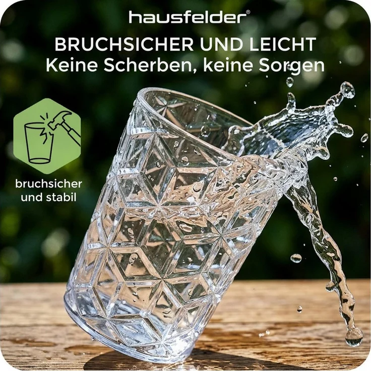 Hausfelder Gläser-Set Tritan Trinkgläser, 6er Set bunt, Diamond Design, 6-tlg, Kunststoff – Bild 3