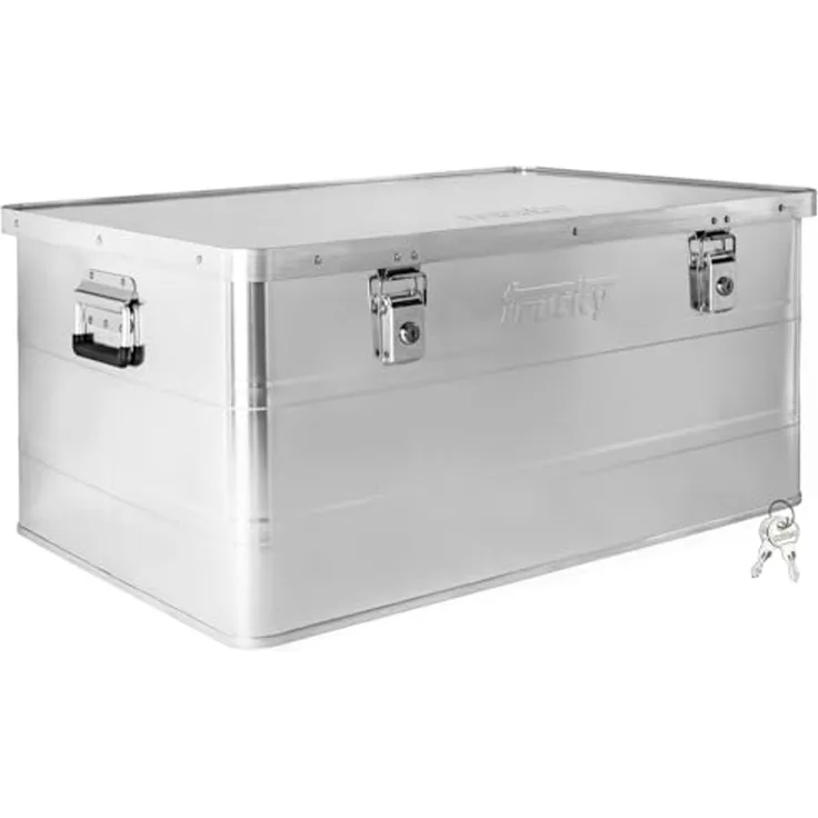 Trucky Allzweckkiste Aluminium Box mit Deckel Silber Alukiste 135 Liter Kiste Abschliessbar