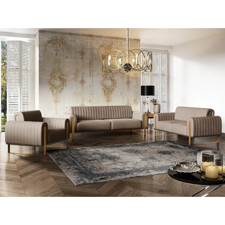 Sessel Designersessel VALERIE in Stoff Elisa Velvet Cappuccino – Bild 1