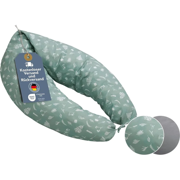 XDREAM Stillkissen Schwangerschaftskissen, Lagerungskissen, mit weichem Microfaserbezug, 1-tlg, XXL Stillkissen, Seitenschläferkissen mit Bändern zum Knoten, 190 cm – Bild 1