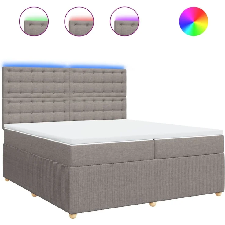 vidaXL Boxspringbett mit Matratze Taupe 200x200 cm Stoff 3294481 – Bild 2
