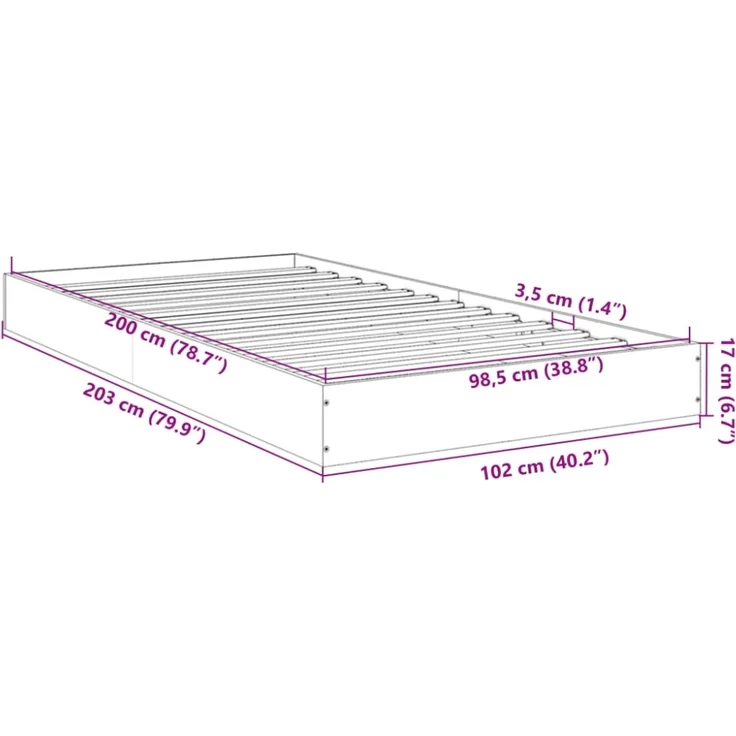 vidaXL Bettgestell ohne Matratze Sonoma-Eiche 100x200 cm Holzwerkstoff 842058 – Bild 6