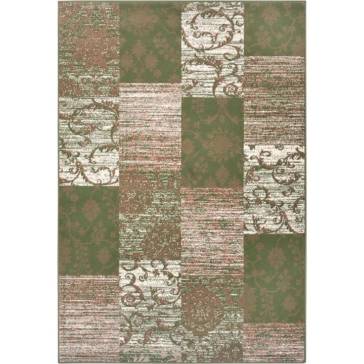 Kurzflor Teppich Bloques Grün Creme - 200x290x0,9cm