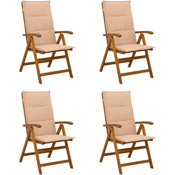 vidaXL Liegestühle für den Garten 4 stk. Natur Massivholz Akazie 3434466 – Bild 1
