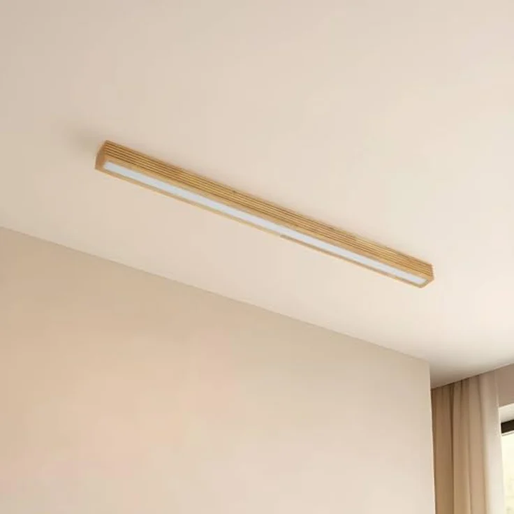Lucande LED Deckenlampe Emara, Holz 1-flammig, moderne Designer-Deckenleuchte für Wohnzimmer, energiesparend mit Leuchtmittel inklusive – Bild 4