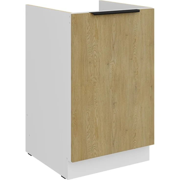 Küchen Spülenunterschrank 50 cm CREMONA Eiche hell + Weiß matt Küche Küchenzeile Küchenblock Einbauküche