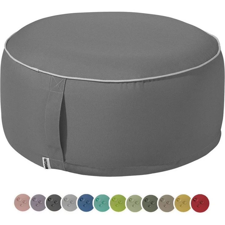 heimtexland Outdoor Pouf Sitzkissen wetterfest Garten Bodenkissen aufblasbar Fußhocker Yoga Lounge Hocker Tisch Party Deko Sitzsack 25x55 Typ551 Anthrazit – Bild 1
