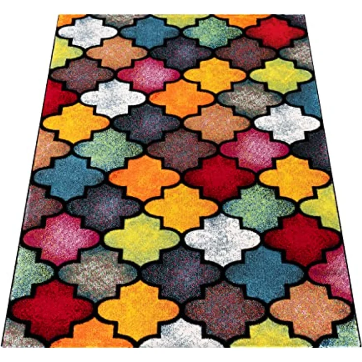 Paco Home Teppich Wohnzimmer Kinderzimmer Kurzflor Moderne 3D Optik Kariert Geometrische Muster, Grösse:200x290 cm, Farbe:Bunt 4 – Bild 7