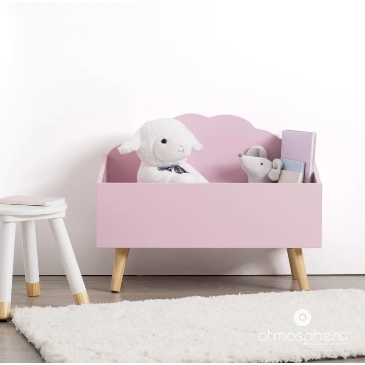 Aufbewahrungskiste für Kinderzimmer, Spielzeugkiste, 58 x 28 x 45 cm, Wolken-Motiv, MDF – Bild 5