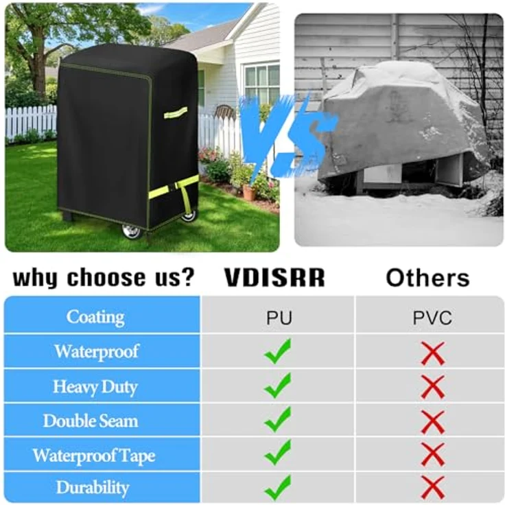 Grill Abdeckhaube, VDISRR Wetterfest Grillabdeckung, 420D Oxford Gasgrill Abdeckplane, Wasserdicht Grillschutzhülle, 90 x 70 x 110 cm, Reißfest, UV, Schutz Grill vor Verblassen, Rost und Schimmel – Bild 8