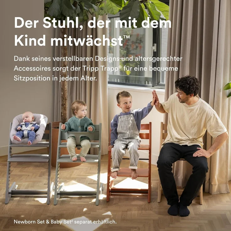 Stokke 'Tripp Trapp' Hochstuhl, storm grey, höhenverstellbar, Buche massiv, bis 110 kg – Bild 3