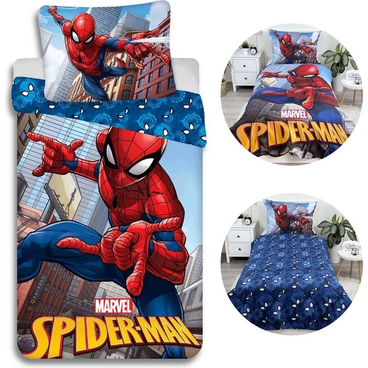 Sarcia. eu Kinderbettwäsche SpiderMan Bettwäscheset mit Reißverschluss, Baumwolle 140x200 cm