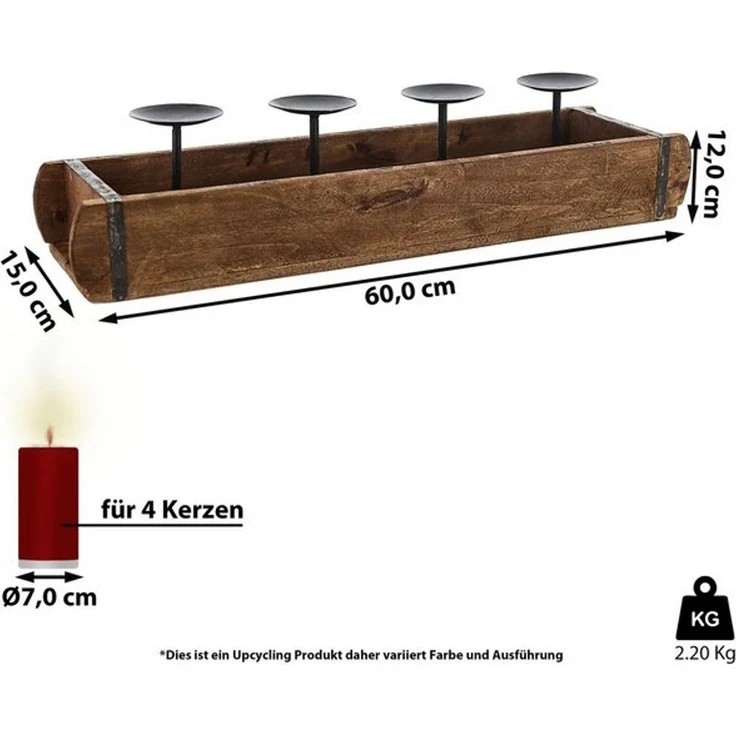 CEPEWA Holzkiste Holzkiste Ziegelform Altholz 30x25cm Upcycling Buche Metallhenkel – Bild 4