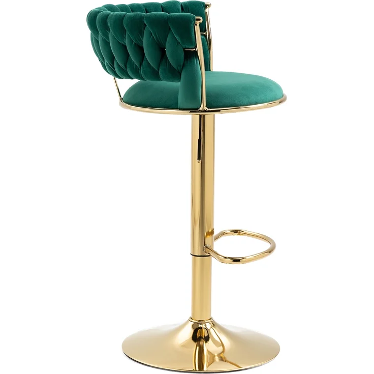 LVHOM Barhocker 2er Set, goldene Stuhlbeine, moderne Samt-Hochstuhl/Barstühle, mit runden Rückenlehne & Fußstütze, 360° drehbar, Höhenverstellbar – Bild 10