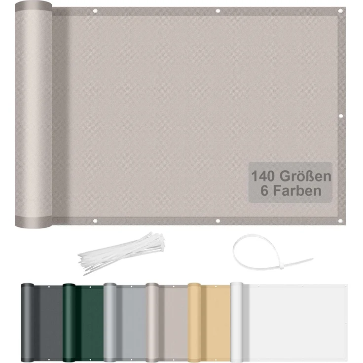 AXT SHADE Benutzerdefinierte Größe Balkon Sichtschutz Wetterfest 0.5x10 m Balkonverkleidung Balkonabdeckung Balkonbespannung Blickdichte Windschutz und UV-Schutz für Balkongeländer-Taupe