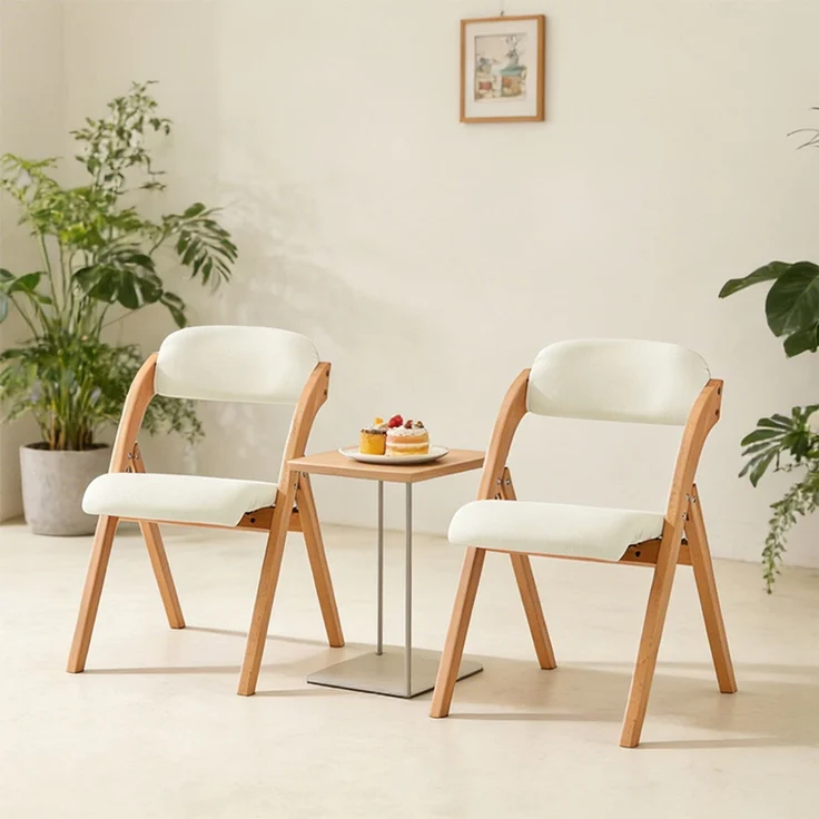 SoBuy FST92-WX2 2 Klappstühle, Massivholz, Lackiert, Weiß, 47 x 77 x 52 cm – Bild 2