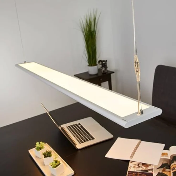Arcchio LED Pendelleuchte Büro, flaches Panel mit 2830lm, 3000K, Uplight und Downlight, weiß, 120x15x1,9 cm – Bild 4