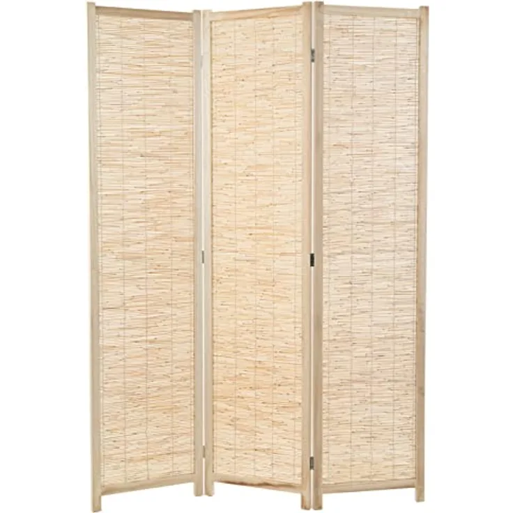 DESIGN DELIGHTS Raumteiler Playa, rechteckiger Paravent aus Schilfrohr und Holz, 120x170 cm, naturbelassen, klappbar, vielseitig einsetzbar