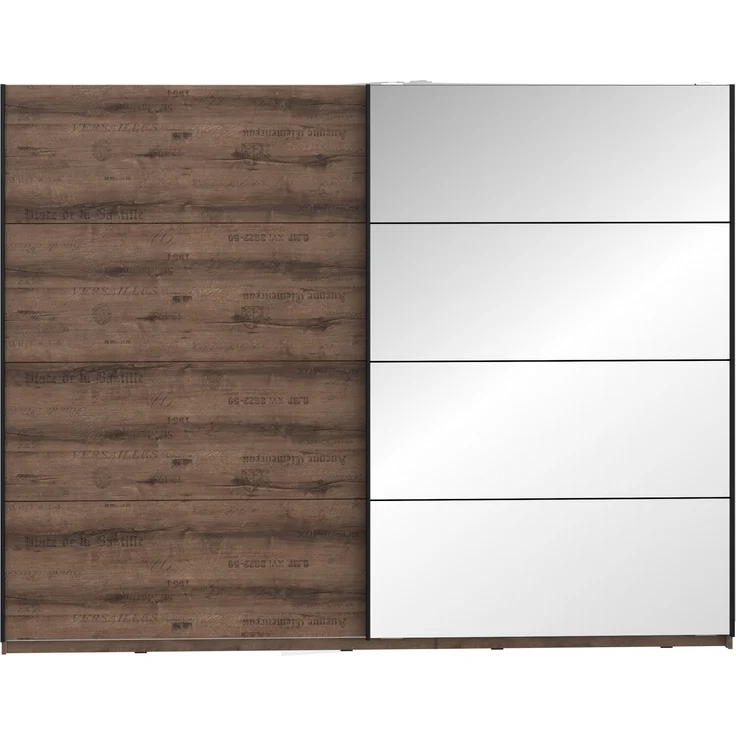 Kleiderschrank >Jacky< in Script-Schlammeiche/Spiegel B/H/T ca. 269,9x209,7x61,2cm – Bild 2