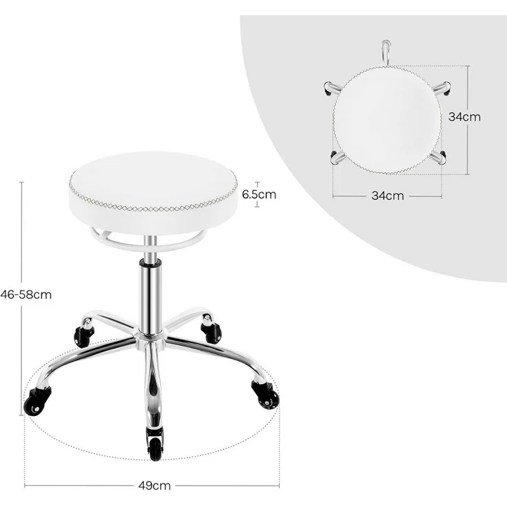 Woltu Drehhocker (1 St), 360° drehbar, mit Rollen, runder Hocker – Bild 2