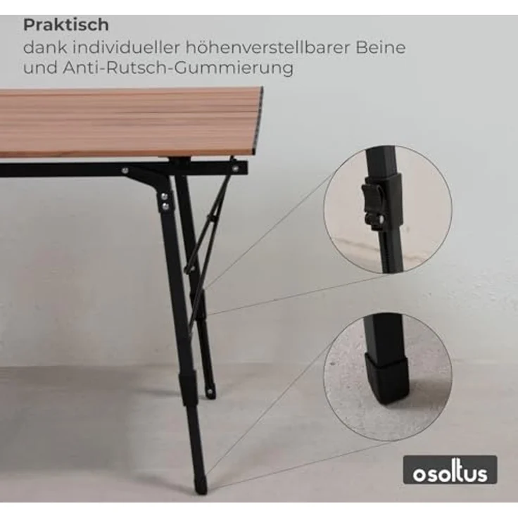 osoltus Camping Klapptisch Alu Tisch Fjord 90 cm x 59 cm höhenverstellbar – Bild 5