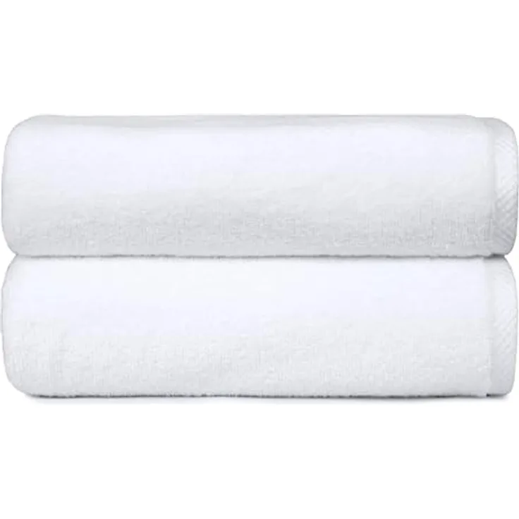 Amazon Basics Badetuch Set, 2-teilig, 100 % Baumwolle, 70 x 140 cm, einfarbig mit Band und Bordüre