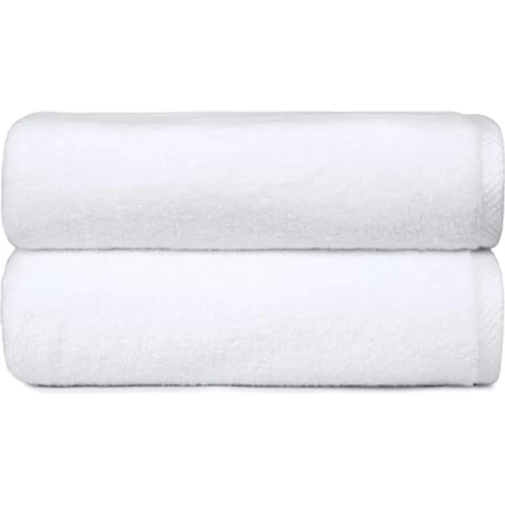 Amazon Basics Badetuch Set, 2-teilig, 100 % Baumwolle, 70 x 140 cm, einfarbig mit Band und Bordüre – Bild 1