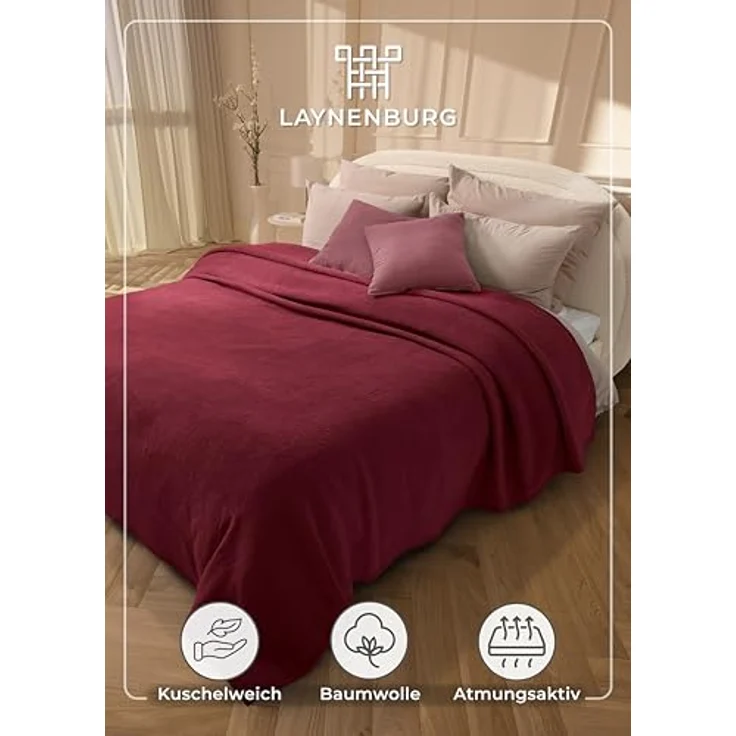 Wohndecke Wohndecke aus Baumwolle - Kuscheldecke, Baumwolldecke -, Laynenburg, Decke als Sofa-decke, Couchdecke, Wolldecke aus Baumwollmix – Bild 3