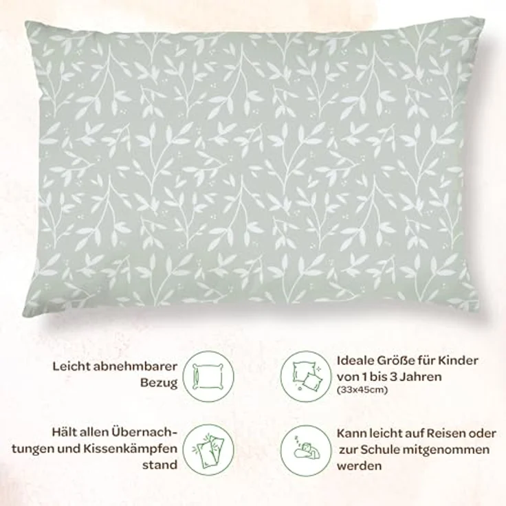 SUPERBE BEBE Kinderkissen Mit Kopfkissenbezug Baumwolle - Kissen für Kinder 1 bis 3 Jahre Größe 33x45 cm - Weiches Kissen Hypoallergen Maschinenwaschbar Ideal Fürs Bett oder Auf Reisen EIN Nickerchen – Bild 3