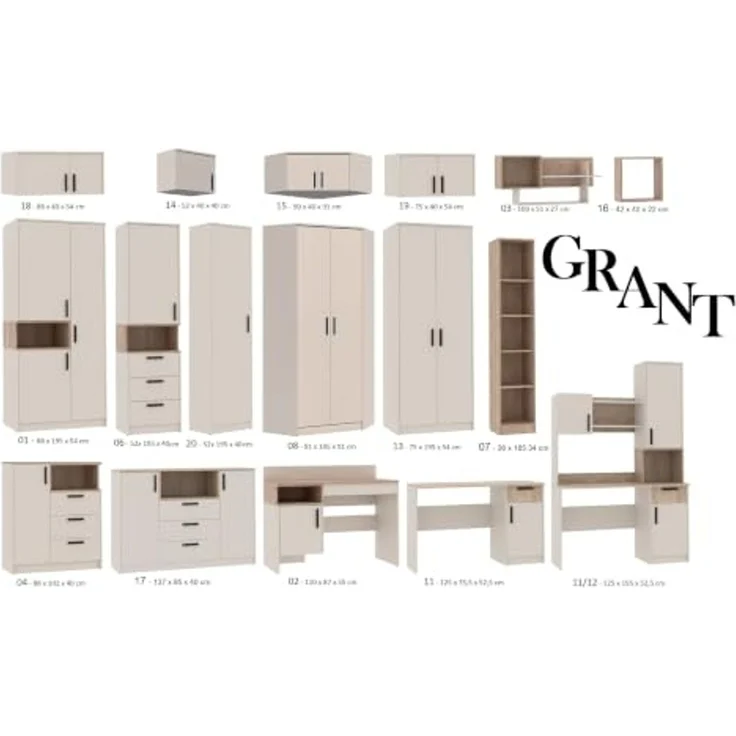 Marmex Möbel Grant 20C 1-türiger Mehrzweckschrank, Kleiderschrank mit Einlegeböden und einer ausziehbaren Kleiderstange, laminierte Spanplatte, graubeige cashmere, 52x195x40 cm – Bild 5