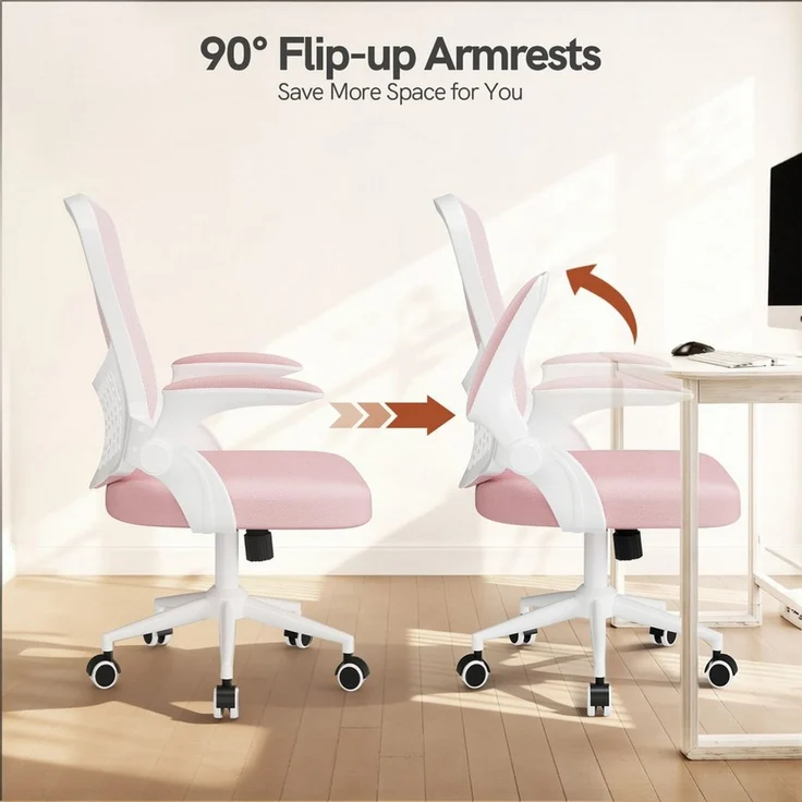 ZAISZE Bürostuhl Ergonomischer Bürostuhl mit 90° Armlehnen & Atmungsaktiver Netzbezug (Set), 7 cm dickes, hochdichtes Schwammkissen – Bild 2