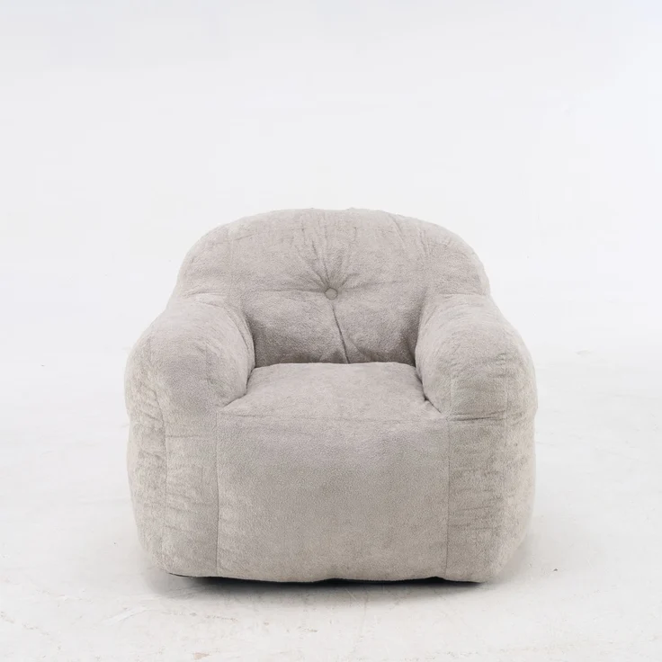 1-Sitzer Sitzsack-Sessel aus Kunstfell, Hellgrau, ohne Montage,H 79 x T 95 x B 95 cm – Bild 5