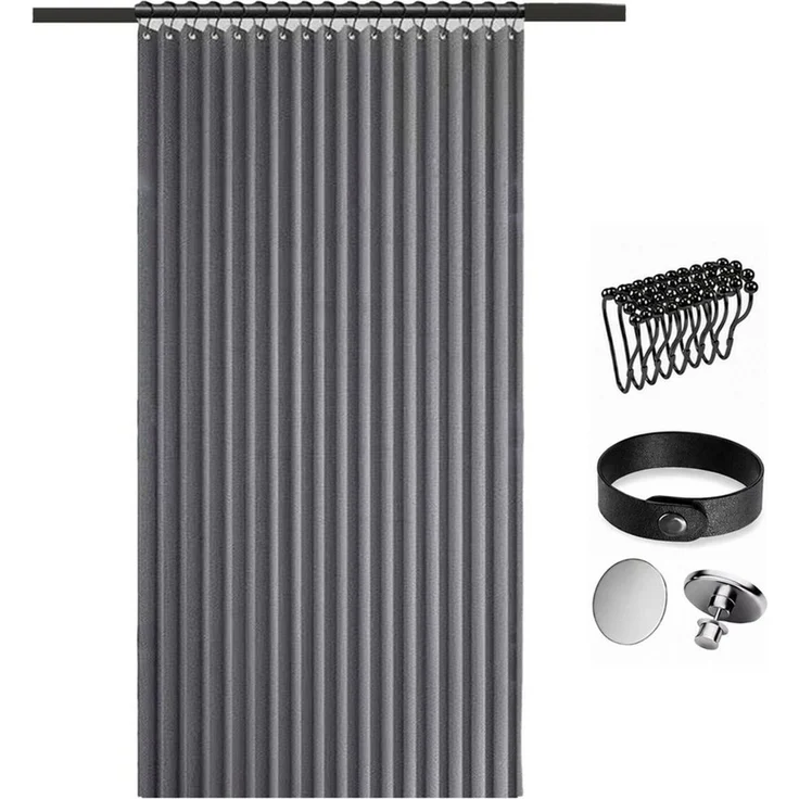 Zyronn Duschvorhang Magnet Duschvorhang Leinenoptik – Wasserabweisend, Faltbar Breite 120 cm (1-tlg), Raumteiler für Badezimmer, Dusche & Schlafzimmer – Bild 1