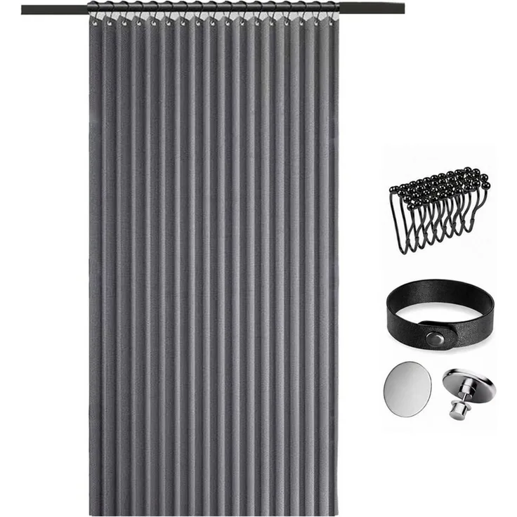 Zyronn Duschvorhang Magnet Duschvorhang Leinenoptik – Wasserabweisend, Faltbar Breite 120 cm (1-tlg), Raumteiler für Badezimmer, Dusche & Schlafzimmer