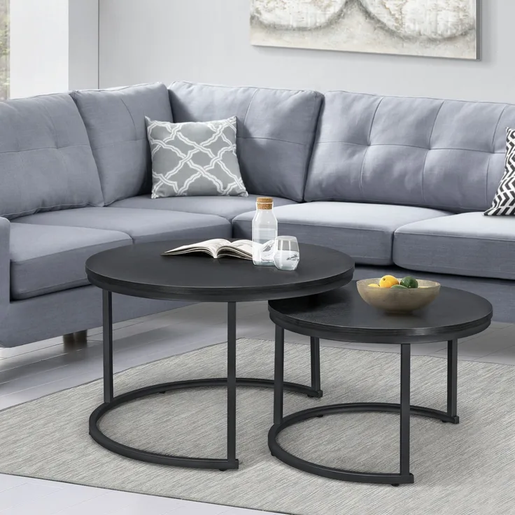 Couchtisch Christchurch 2er Set Schwarz [en. casa]