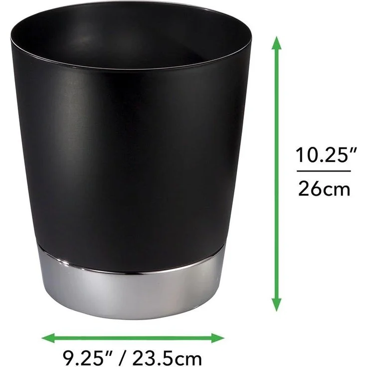 mDesign Mülleimer Abfall Papierkorb Abfalleimer Kunststoff 3 L Schwarz / Chrom – Bild 2