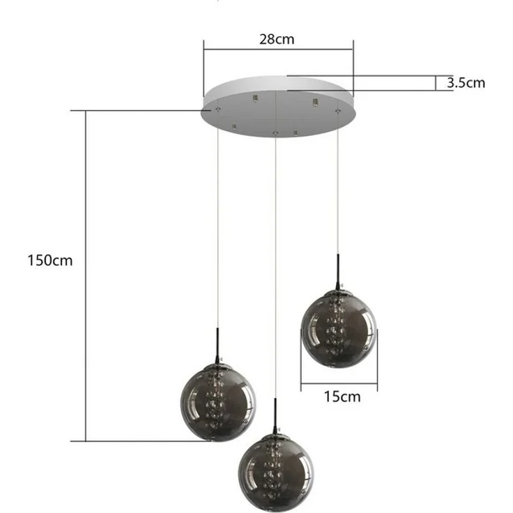 Nettlife Pendelleuchte G9 Deckenlampe 3-flammig Bernstein/Grau Glas Industriestil, Höheverstellbar, LED wechselbar, Warmweiß, für Küchen Wohnzimmer Schlafzimmer Flur – Bild 4