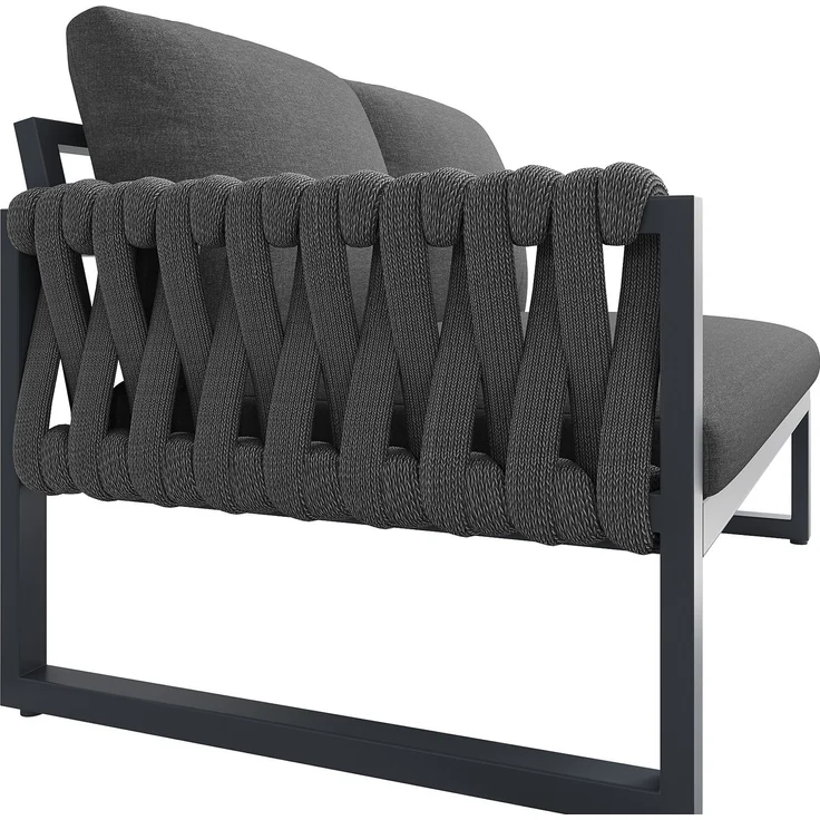 Gartenlounge-Set, Olefin, modular mit 2 Beistelltischen, 86x233x178 cm, Grau – Bild 9