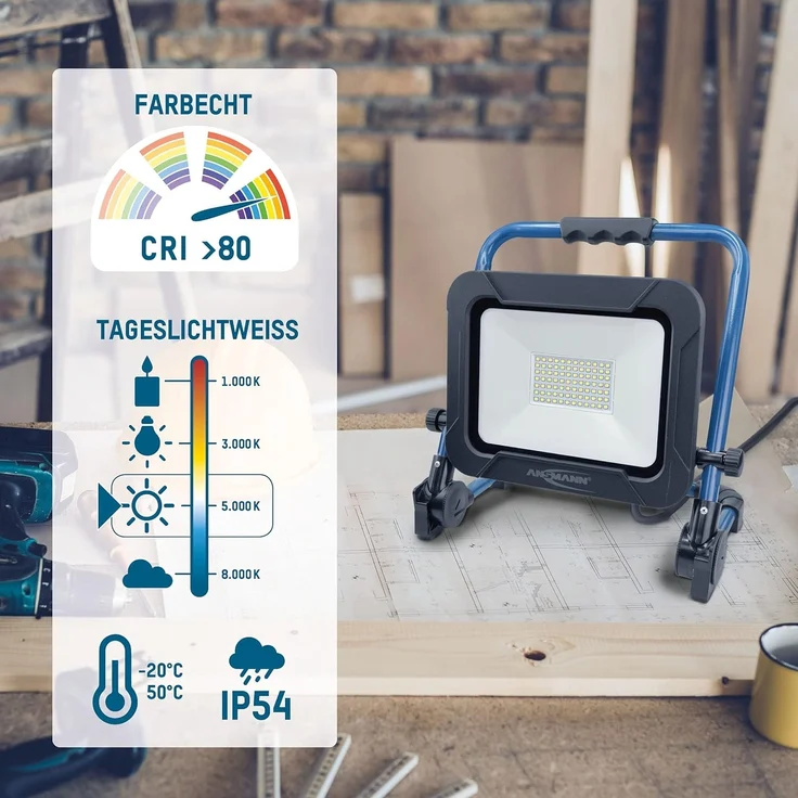 ANSMANN AG LED Baustrahler LED 50W Strahler für den professionellen Einsatz, 4.500lm Leuchtkraft, SMD-LED – Bild 5