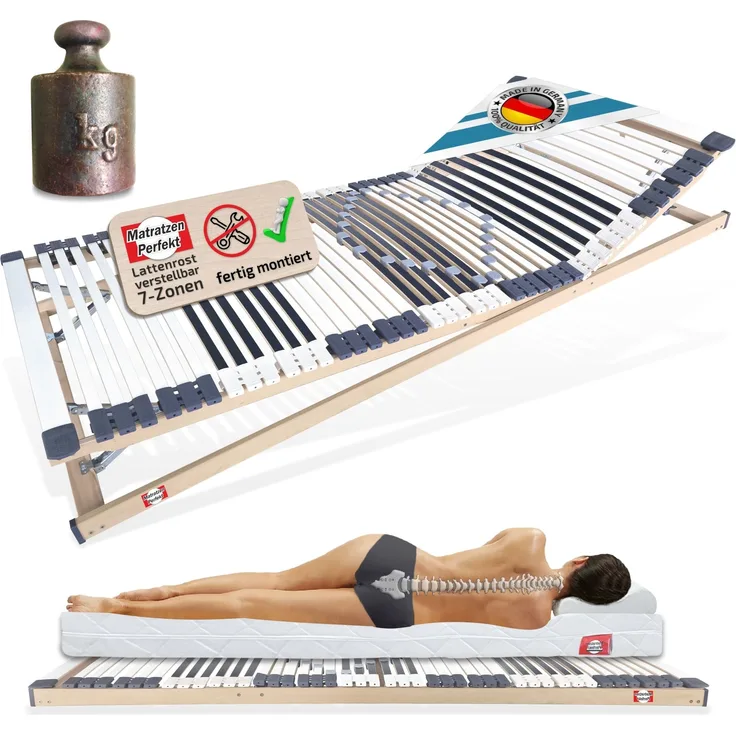 verstellbarer Lattenrost, 44 Leisten (mit Kopf- und Fußverstellung), 90 cm x 200 cm