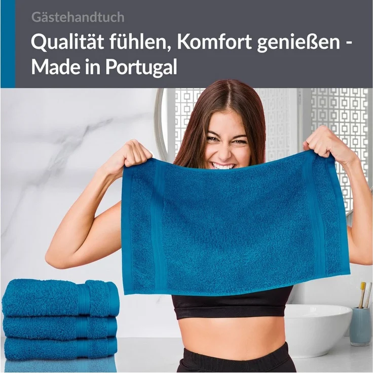 Lashuma Gästehandtücher - Kleine Handtücher Linz, Frottee (Spar-Set, 4-St), Handtücher Petrol Blau 30x50 cm – Bild 3