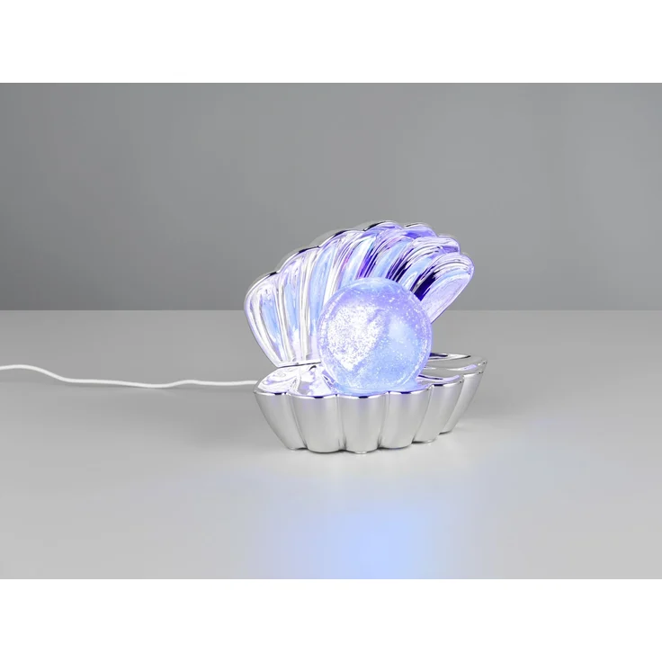 USB Muschel Tischlampe Silber Chrom mit RGB Beleuchtung, Höhe 14cm – Bild 6