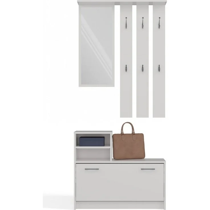 Raumhirsch Furniture Schuhschrank Garderoben-Set (Schuhschrank und 6 Kleiderhaken mit Spiegel) verschiedene Farben – Bild 2