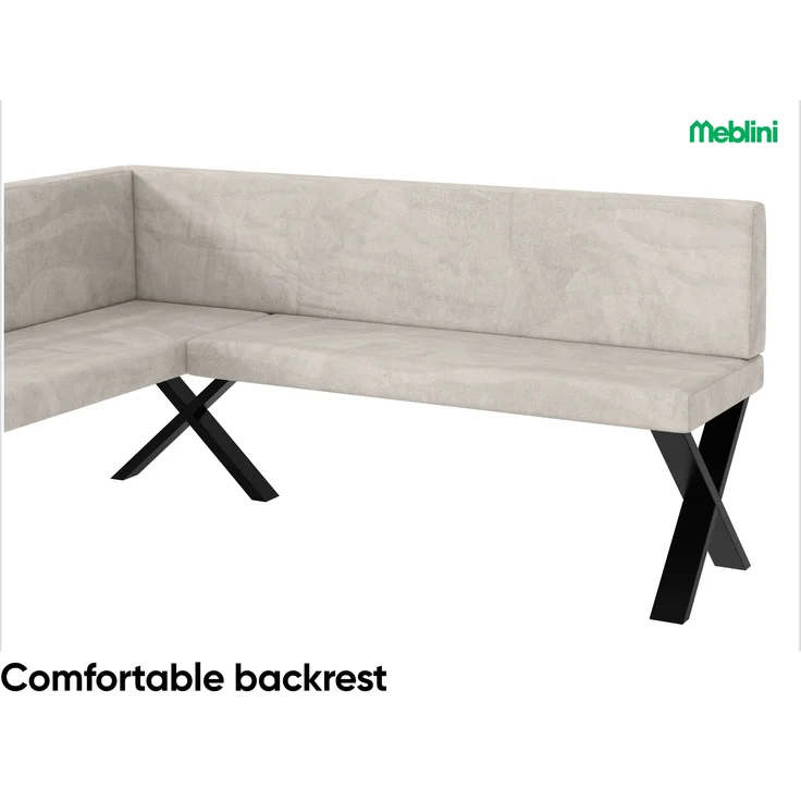 MEBLINI Eckbank für Esszimmer - Küchenbank - Essecke - Sitzecke Küche - TONI - X-Beine 128x168x87cm Links - Beige Samt – Bild 5