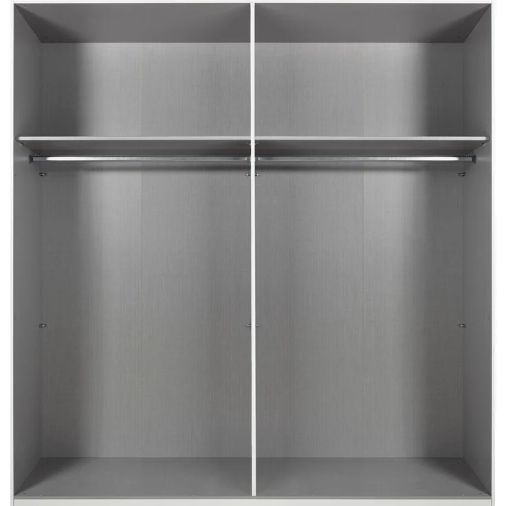 Schwebetürenschrank 3-trg. Kleiderschrank 225 cm Beige Grau, Eiche Natur Spiegel – Bild 2