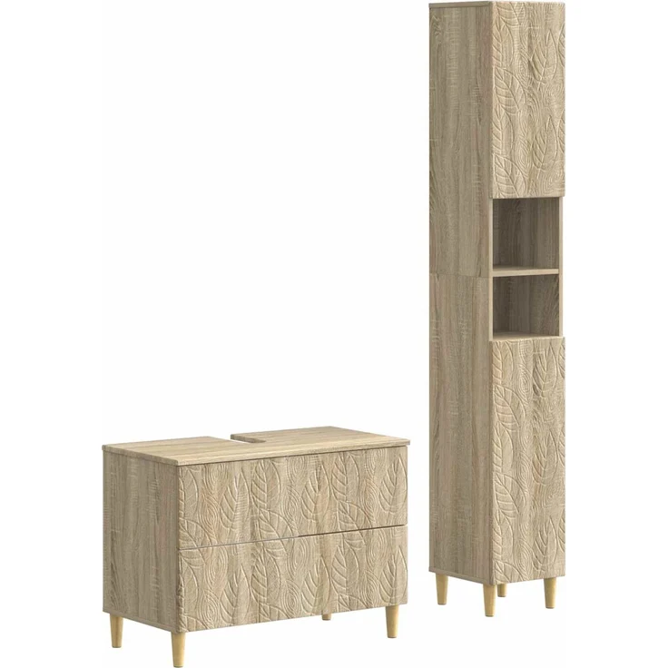 vidaXL 2-teiliges Badezimmer Schrank Set DELFT Sonoma-Eiche 3417542 – Bild 2
