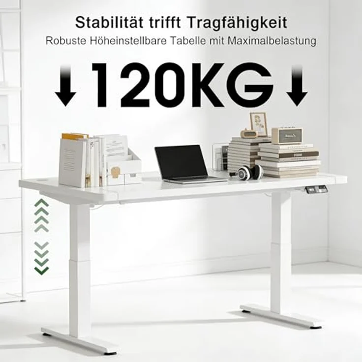 Devoko Höhenverstellbarer Schreibtisch 160x80 cm elektrisch, Höhenverstellung 71-121 cm mit Smart Control, 120 kg Tragkraft, für gesundes Arbeiten – Bild 7