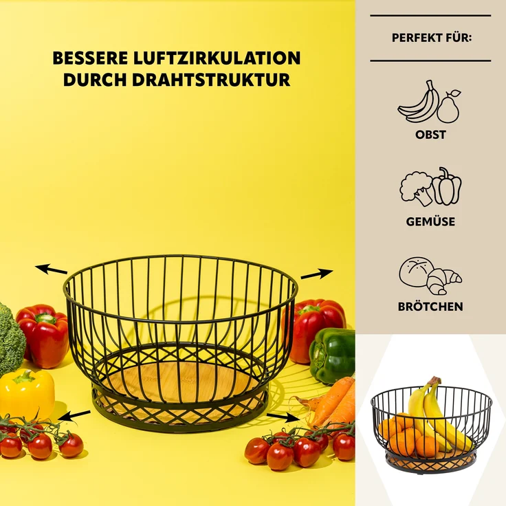 bremermann Obstkorb 2er Set mit Serviettenhalter, Metall, schwarz – Bild 3
